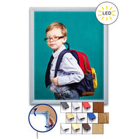 SwingSnap LED Lighted Poster Snap Frames for 8.5x11 Graphics with Snap Open Aluminum 1 1/4-Inch Wide Frame Profile in 12 Finishes