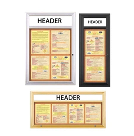 Outdoor Enclosed Menu Cases with Header & Lights for 11" x 14" Portrait Menu Sizes