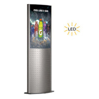 Illuminated Curved Totem Floor Stand Display, Double-Sided with Decorative Panel | Posters 24 x 36