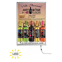 Slim LED 24x36 Light Box | Poster Snap Frame | Silver Aluminum Finish